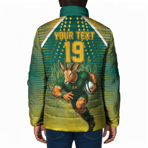 Custom South Africa Rugby Padded Jacket Go Springboks Mascot Champion