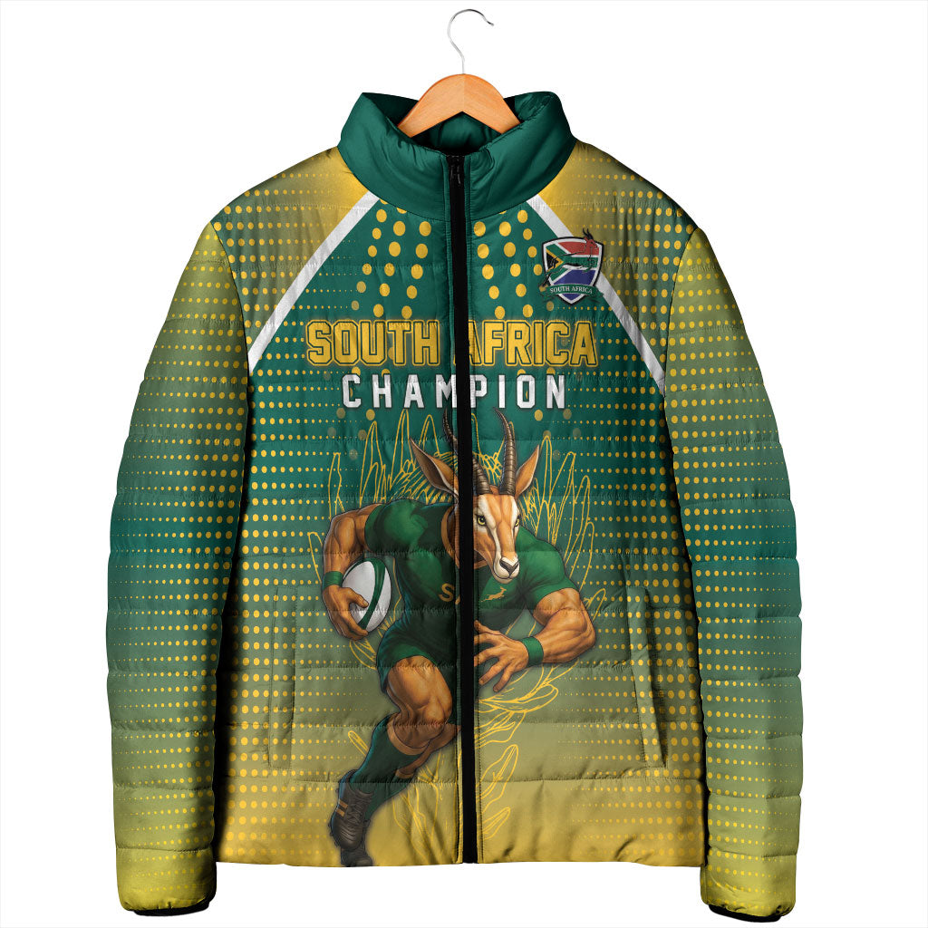 Custom South Africa Rugby Padded Jacket Go Springboks Mascot Champion