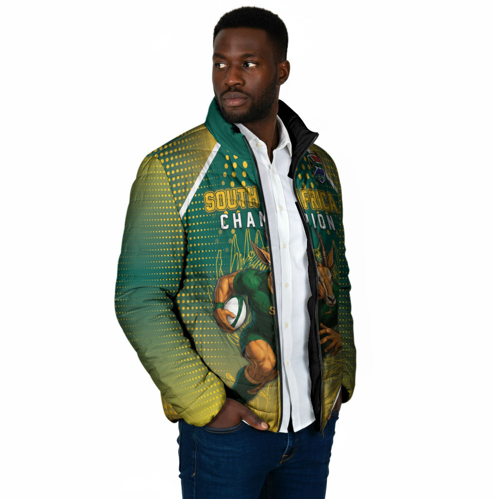 Custom South Africa Rugby Padded Jacket Go Springboks Mascot Champion