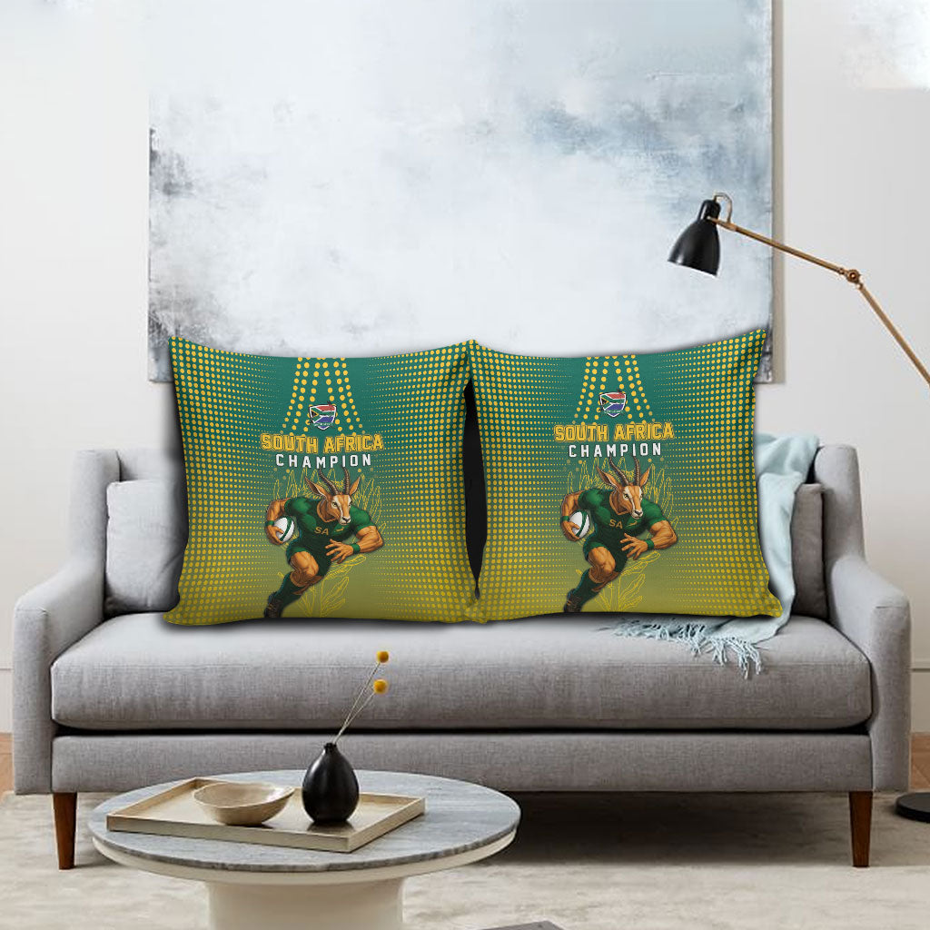 South Africa Rugby Pillow Cover Go Springboks Mascot Champion