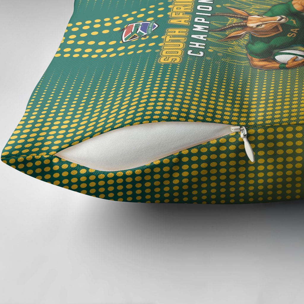 South Africa Rugby Pillow Cover Go Springboks Mascot Champion