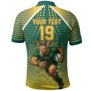 Custom South Africa Rugby Polo Shirt Go Springboks Mascot Champion