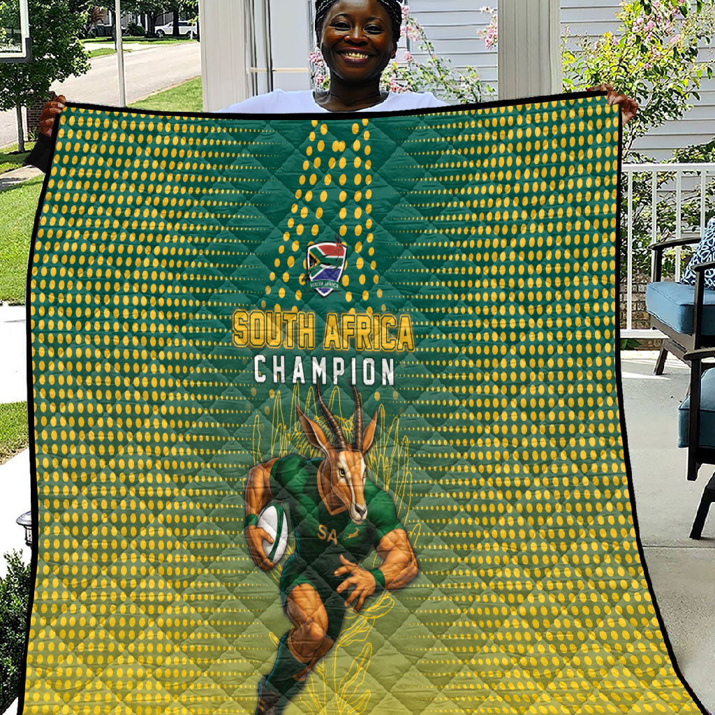South Africa Rugby Quilt Go Springboks Mascot Champion