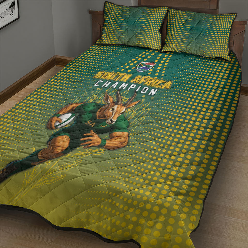 South Africa Rugby Quilt Bed Set Go Springboks Mascot Champion