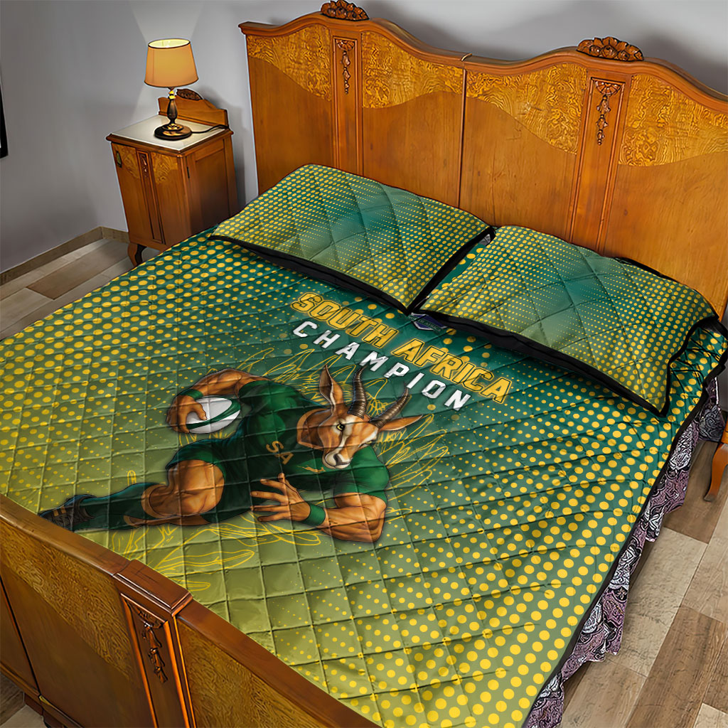 South Africa Rugby Quilt Bed Set Go Springboks Mascot Champion