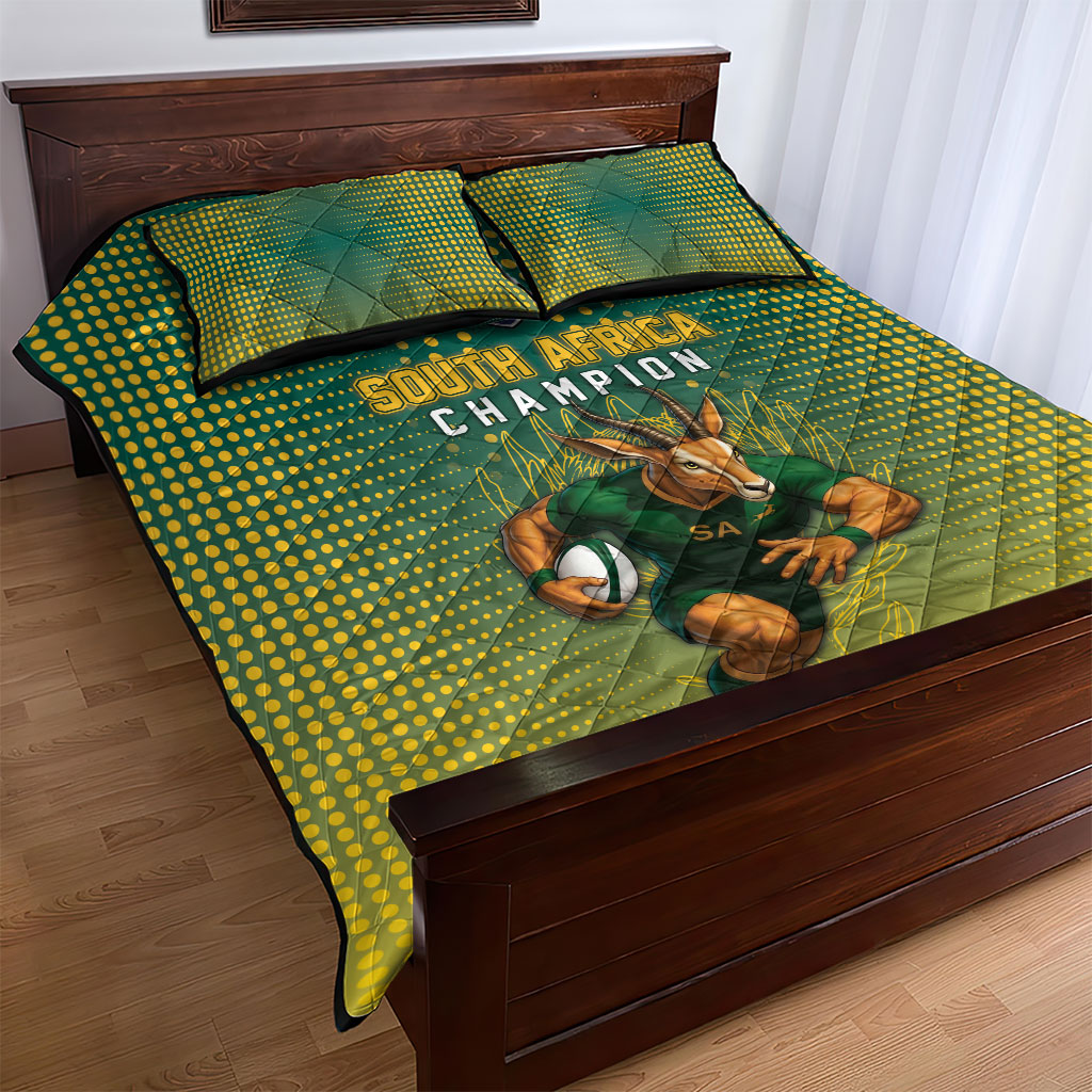 South Africa Rugby Quilt Bed Set Go Springboks Mascot Champion
