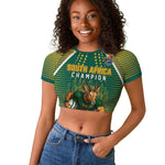 Custom South Africa Rugby Raglan Cropped T shirt Go Springboks Mascot Champion