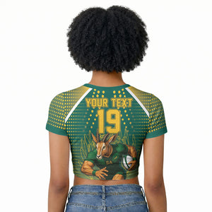 Custom South Africa Rugby Raglan Cropped T shirt Go Springboks Mascot Champion