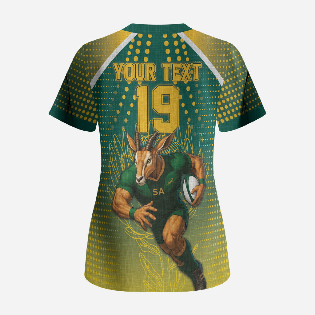 Custom South Africa Rugby Scrub Top Go Springboks Mascot Champion