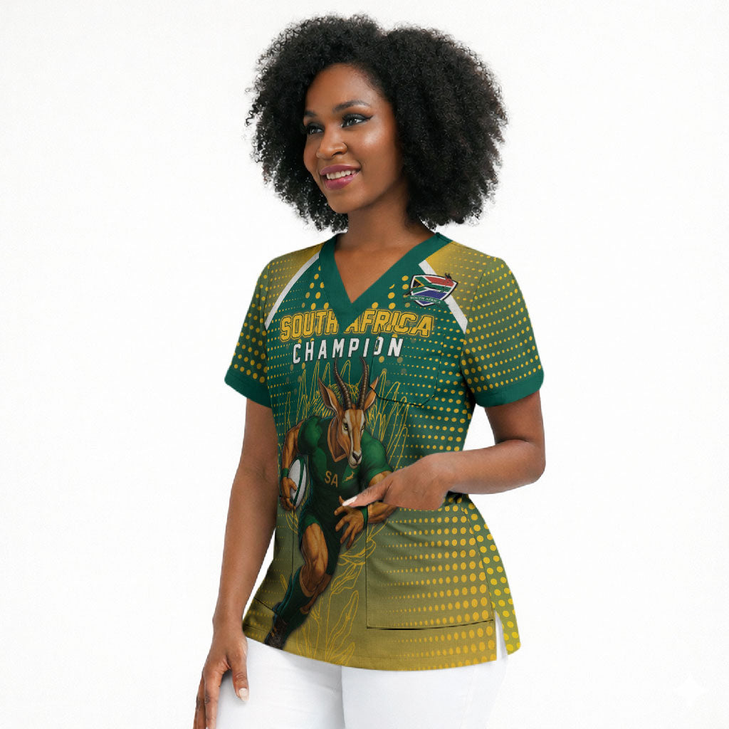 Custom South Africa Rugby Scrub Top Go Springboks Mascot Champion