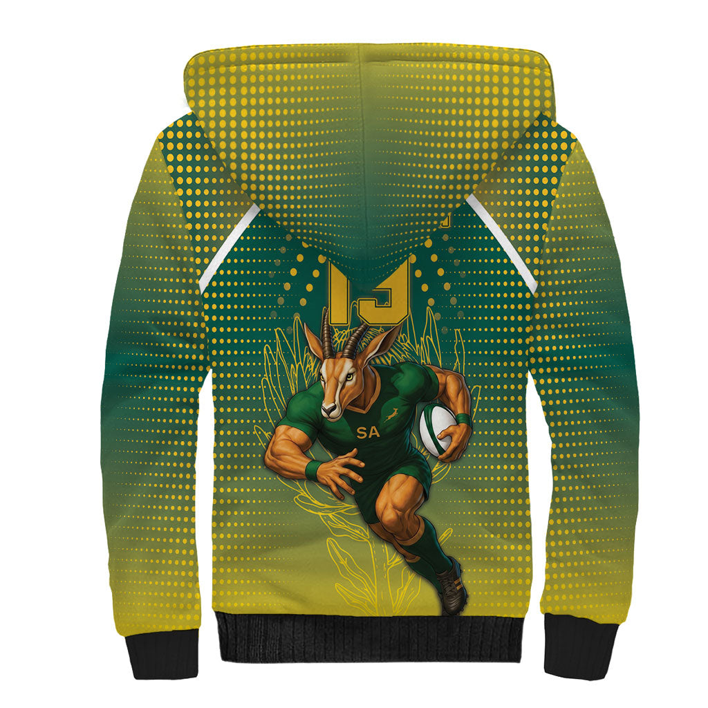 Custom South Africa Rugby Sherpa Hoodie Go Springboks Mascot Champion