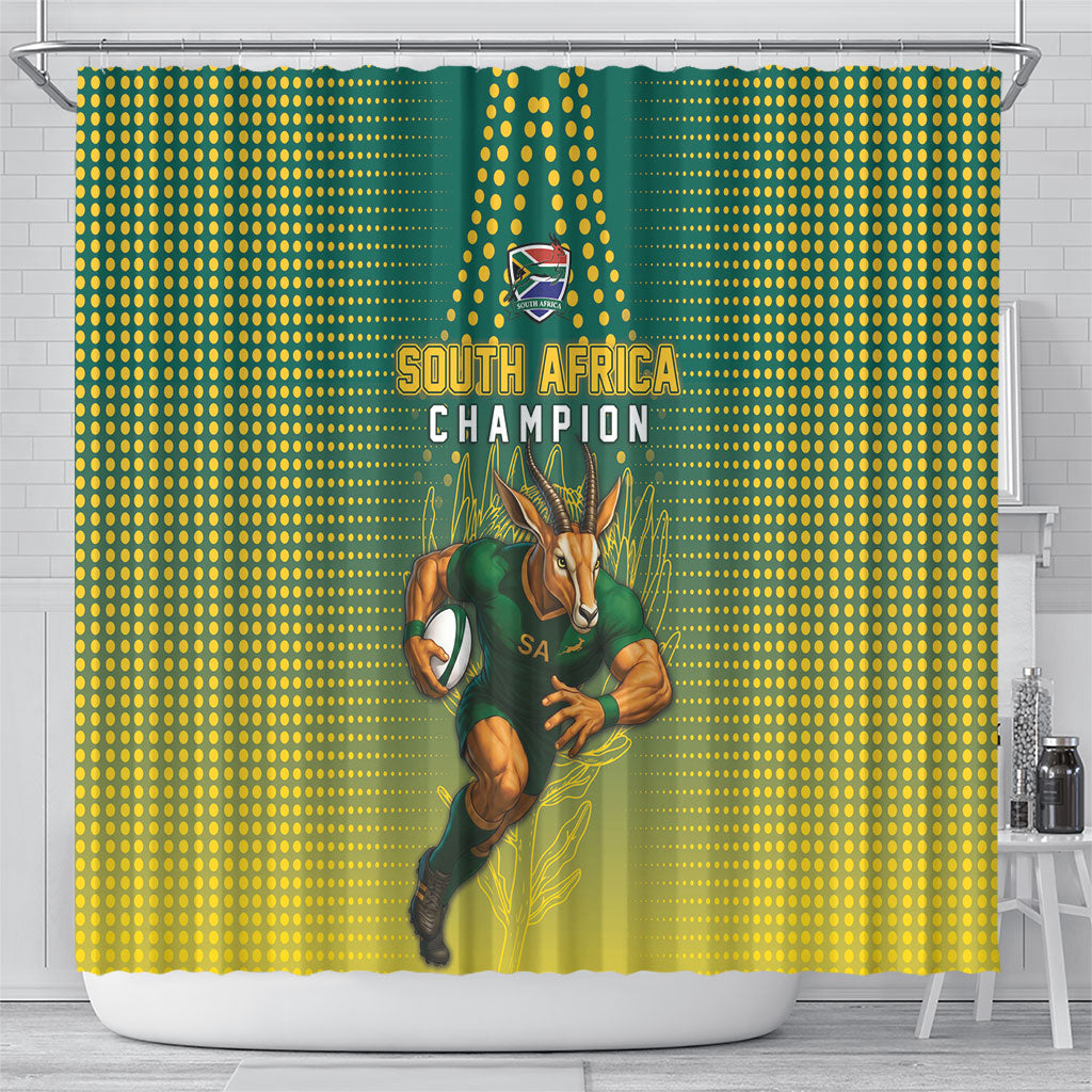 South Africa Rugby Shower Curtain Go Springboks Mascot Champion