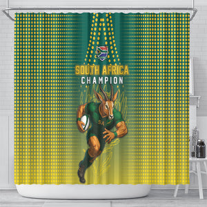 South Africa Rugby Shower Curtain Go Springboks Mascot Champion