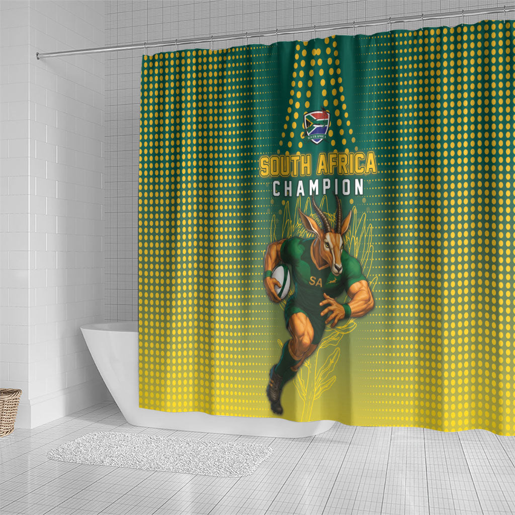 South Africa Rugby Shower Curtain Go Springboks Mascot Champion