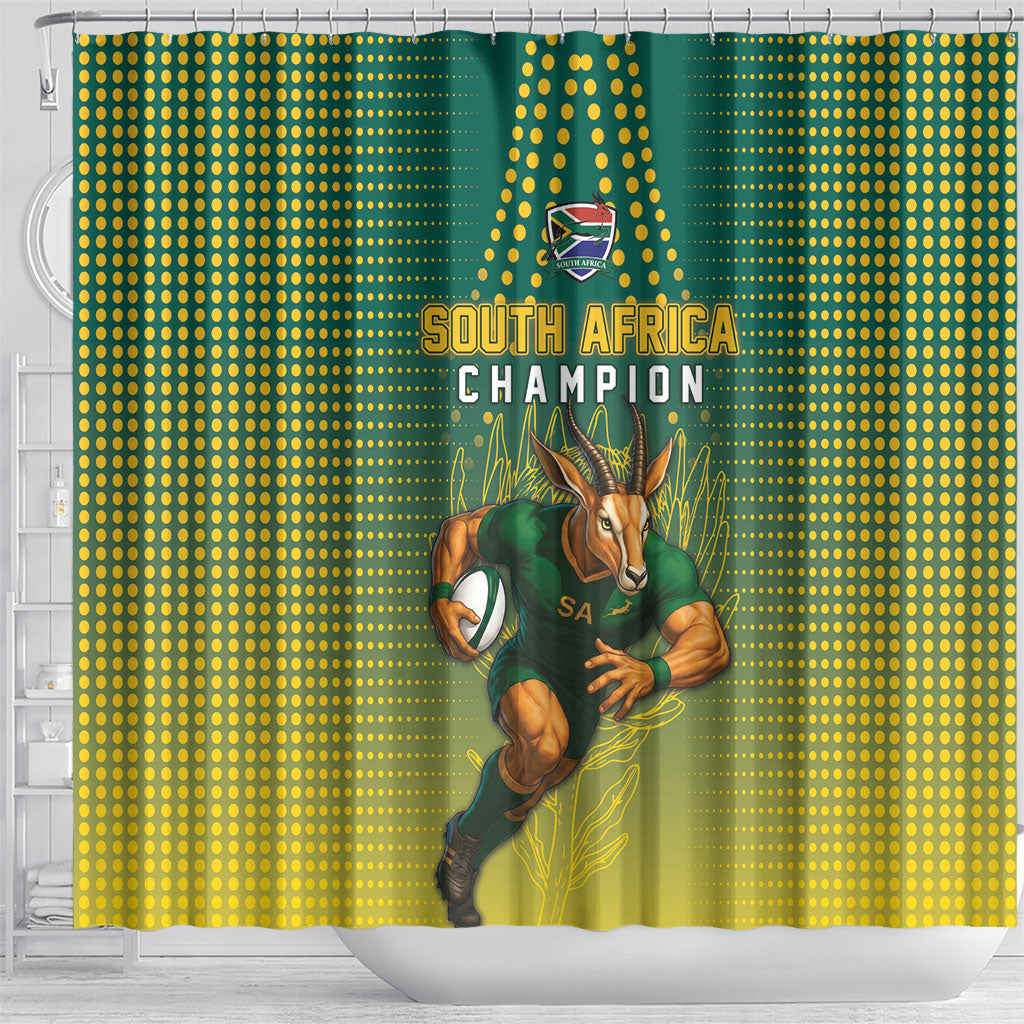South Africa Rugby Shower Curtain Go Springboks Mascot Champion