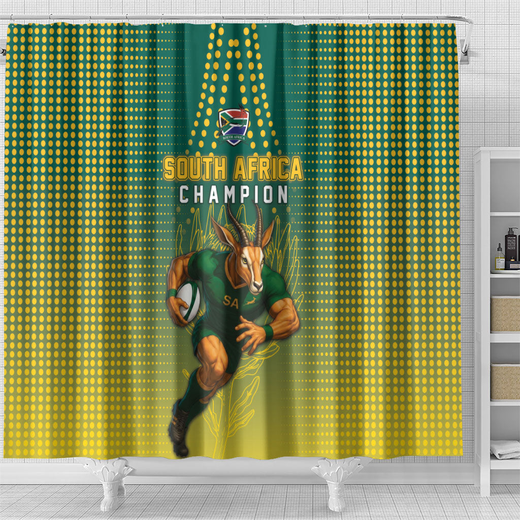 South Africa Rugby Shower Curtain Go Springboks Mascot Champion