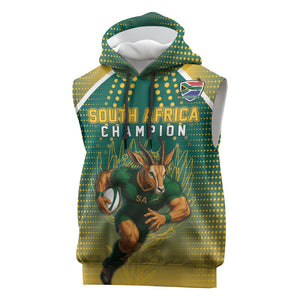 Custom South Africa Rugby Sleeveless Hoodie Go Springboks Mascot Champion