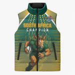 Custom South Africa Rugby Sleeveless Puffer Jacket Go Springboks Mascot Champion