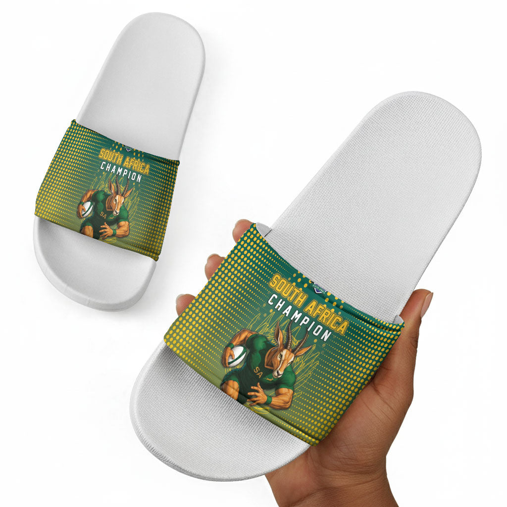 South Africa Rugby Slide Sandals Go Springboks Mascot Champion