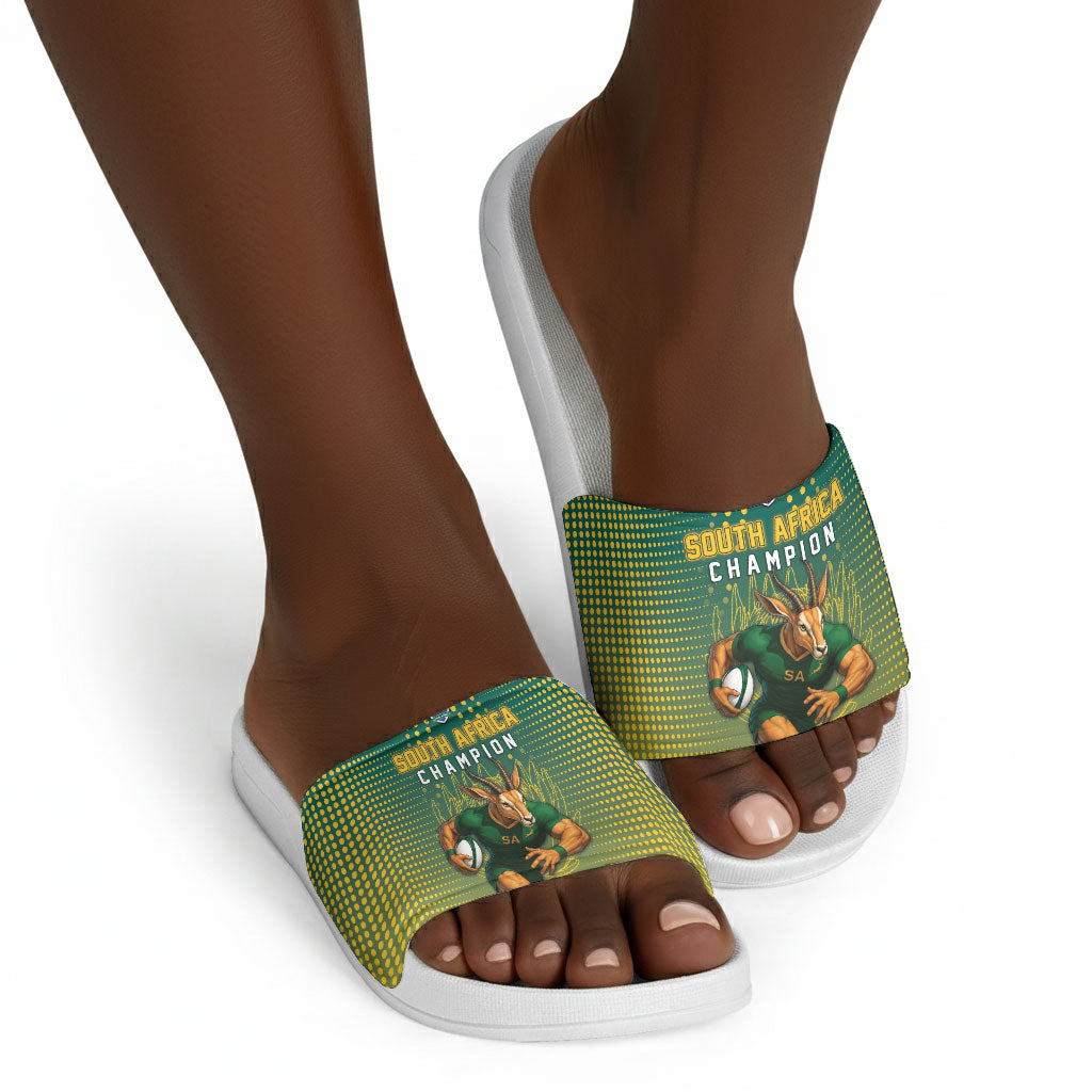 South Africa Rugby Slide Sandals Go Springboks Mascot Champion