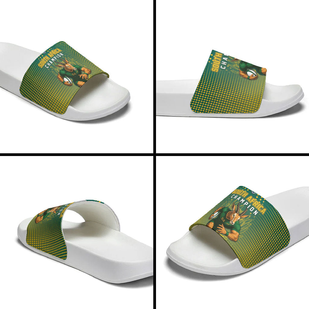 South Africa Rugby Slide Sandals Go Springboks Mascot Champion