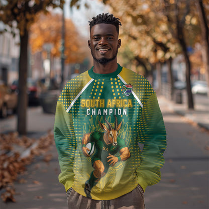 Custom South Africa Rugby Sweatshirt Go Springboks Mascot Champion