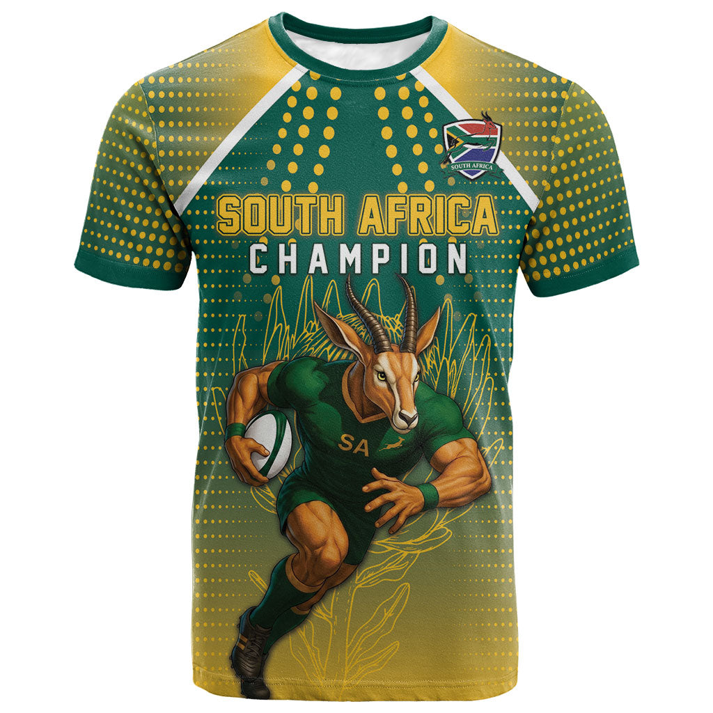 Custom South Africa Rugby T shirt Go Springboks Mascot Champion