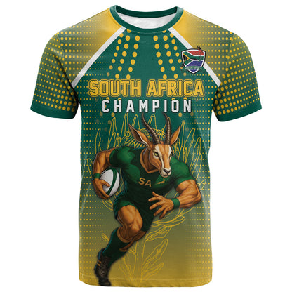 Custom South Africa Rugby T shirt Go Springboks Mascot Champion