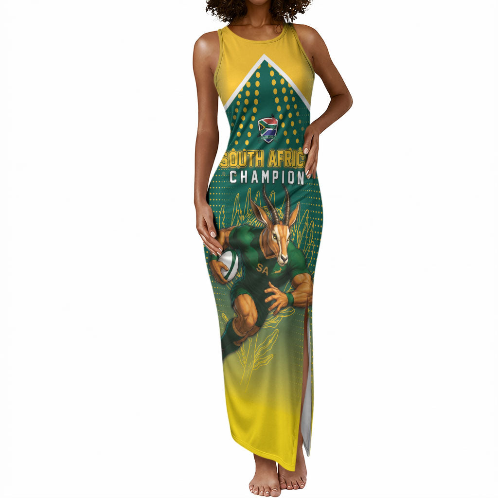 Custom South Africa Rugby Tank Maxi Dress Go Springboks Mascot Champion