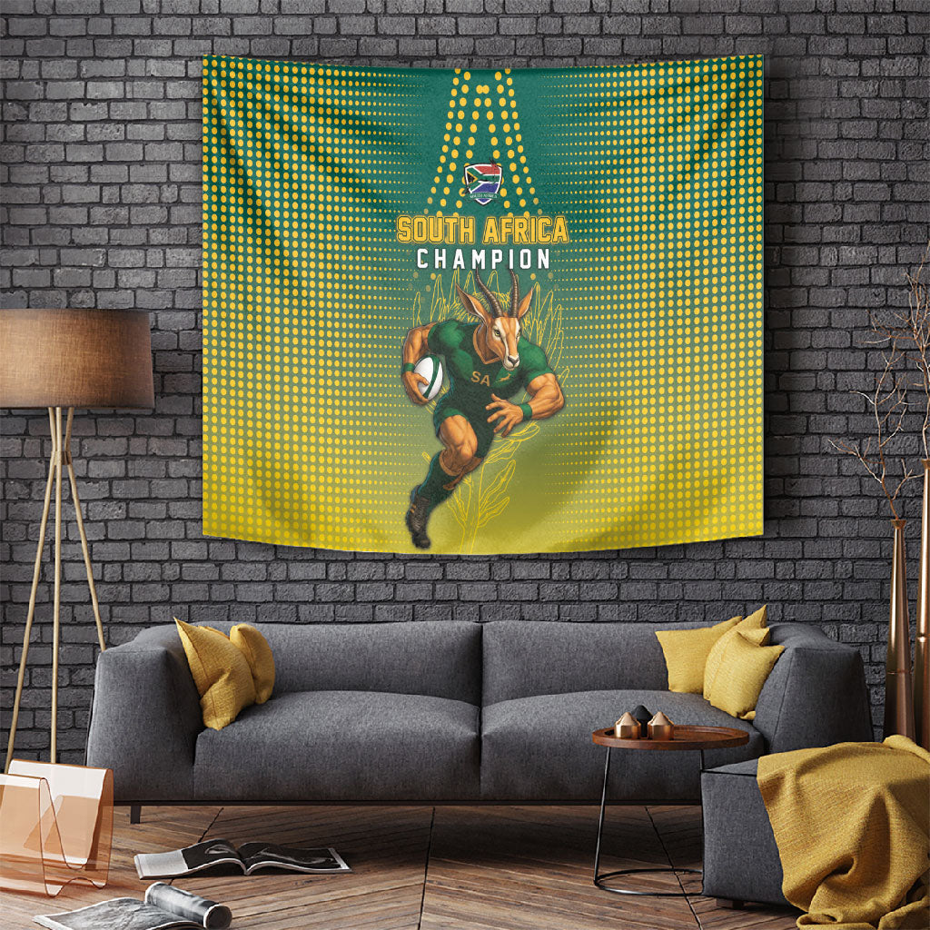 South Africa Rugby Tapestry Go Springboks Mascot Champion