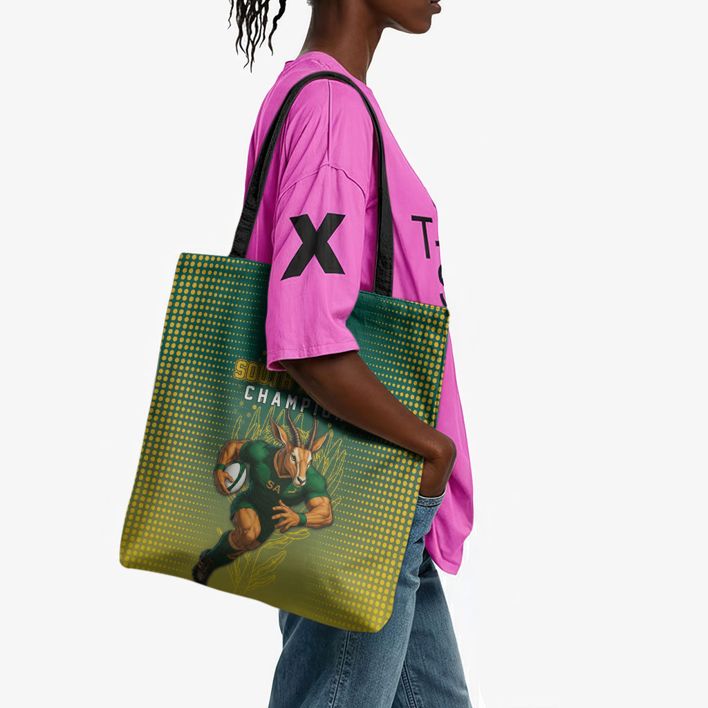 South Africa Rugby Tote Bag Go Springboks Mascot Champion