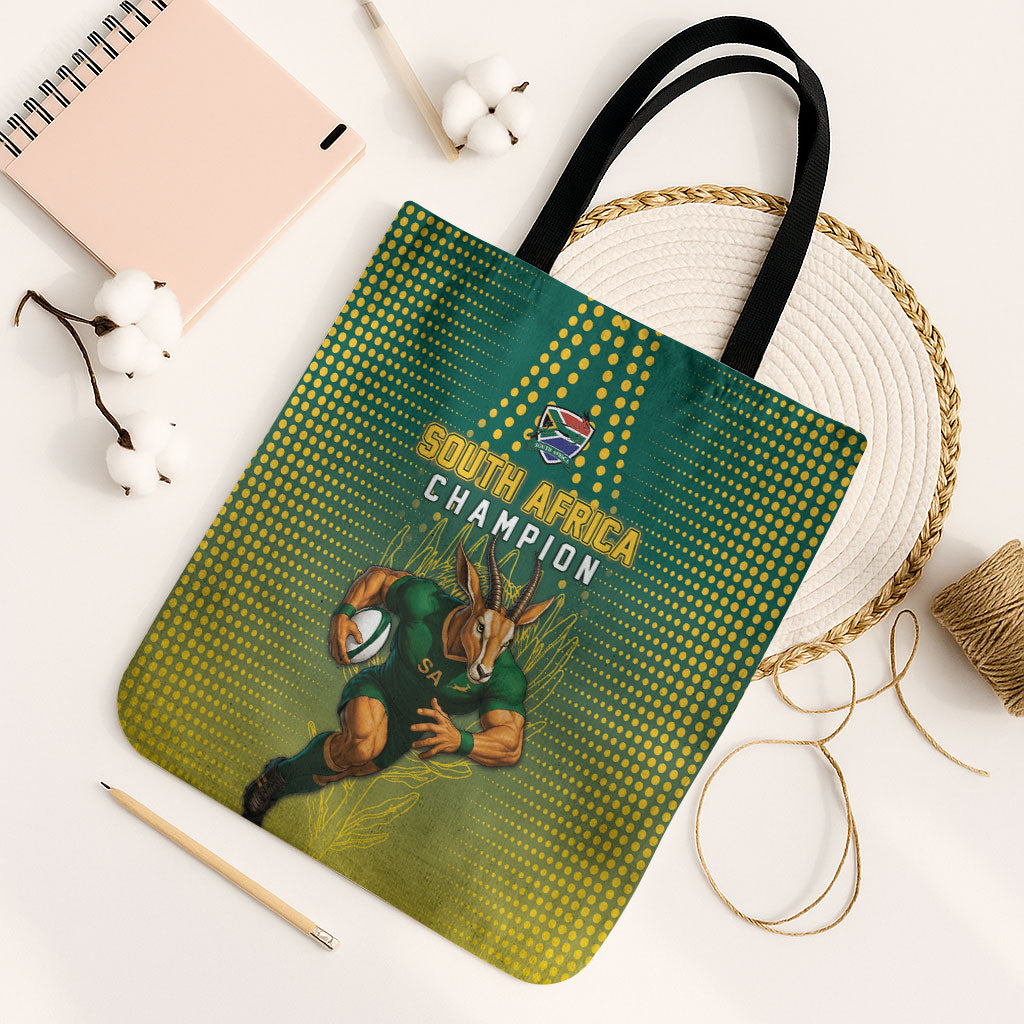 South Africa Rugby Tote Bag Go Springboks Mascot Champion