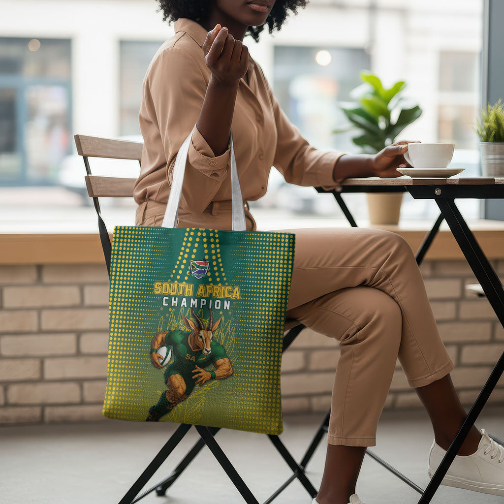 South Africa Rugby Tote Bag Go Springboks Mascot Champion