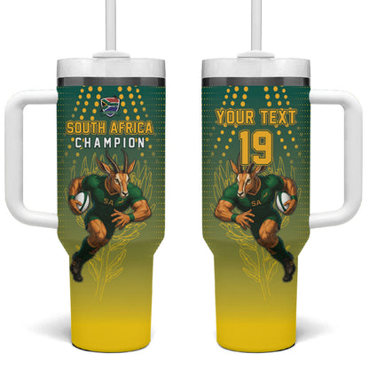 Custom South Africa Rugby Tumbler With Handle Go Springboks Mascot Champion