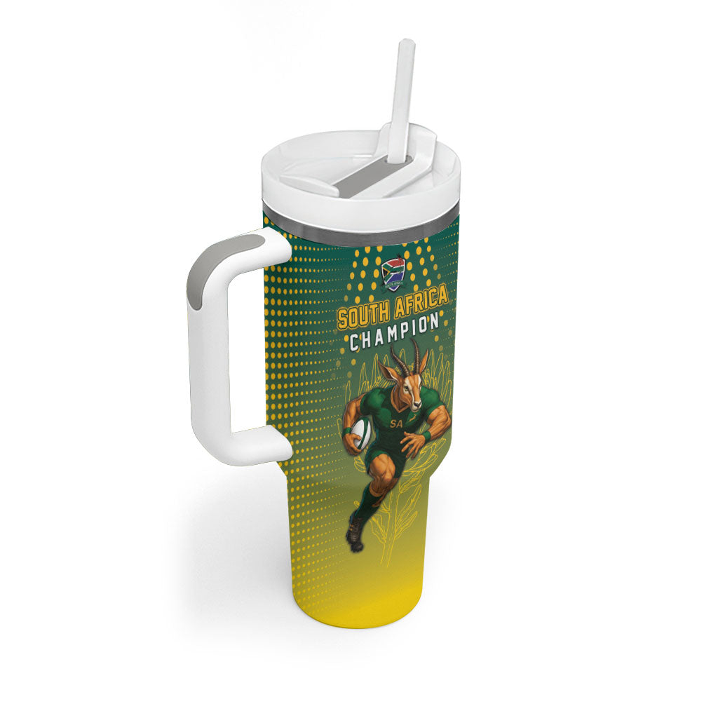 Custom South Africa Rugby Tumbler With Handle Go Springboks Mascot Champion