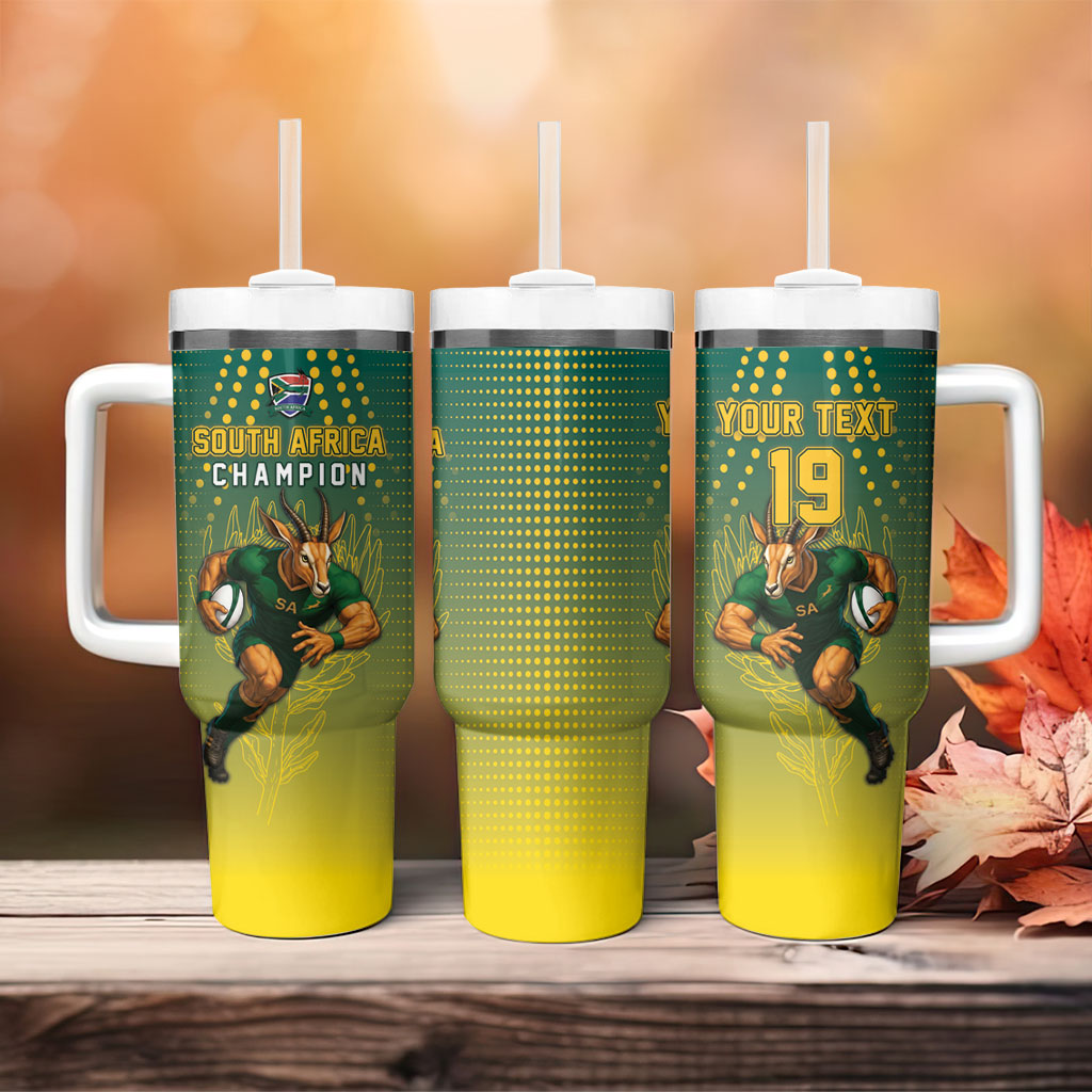 Custom South Africa Rugby Tumbler With Handle Go Springboks Mascot Champion