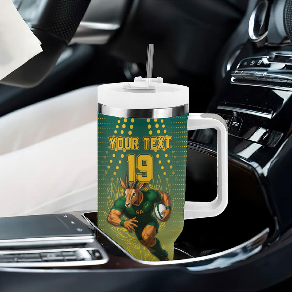 Custom South Africa Rugby Tumbler With Handle Go Springboks Mascot Champion