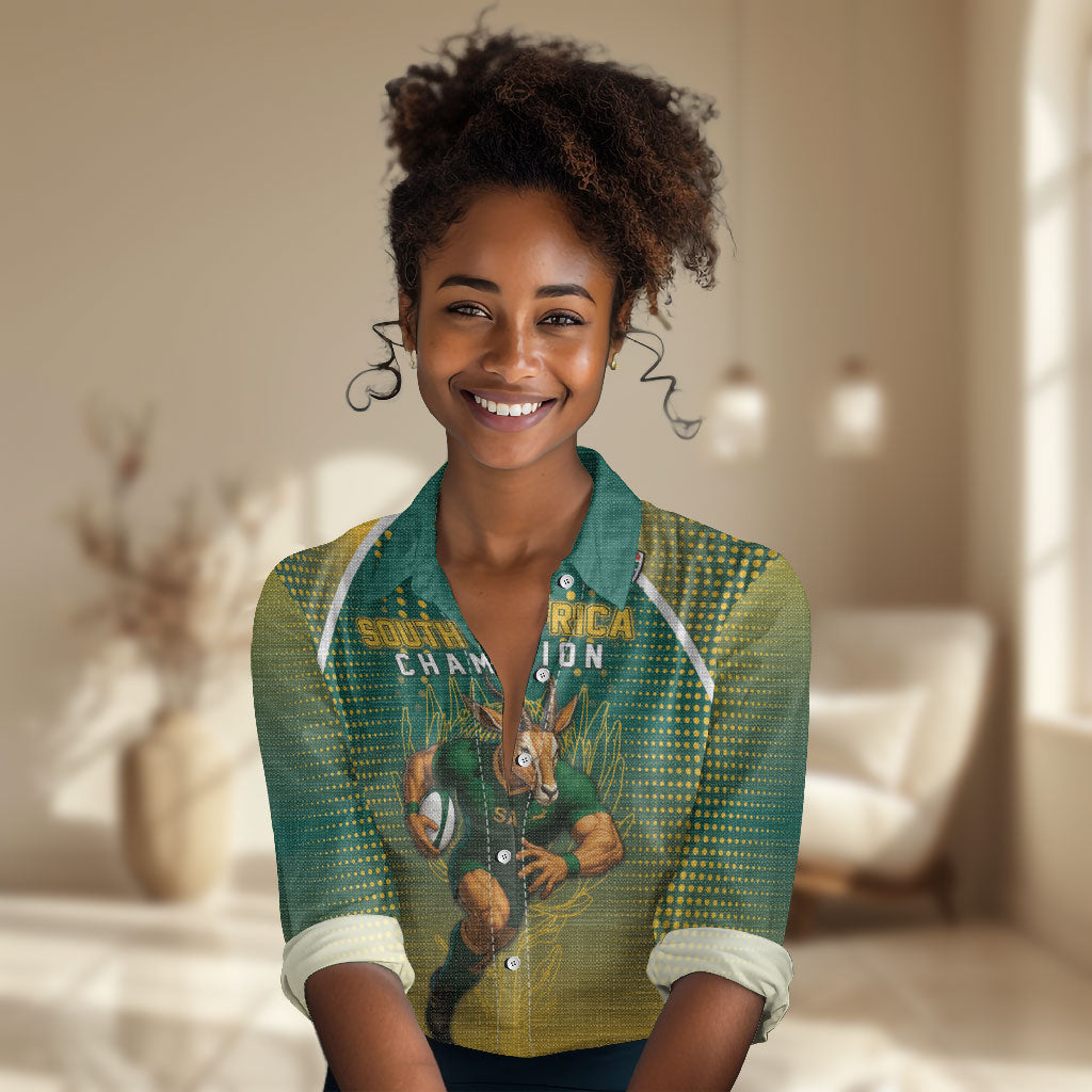 Custom South Africa Rugby Women Casual Shirt Go Springboks Mascot Champion