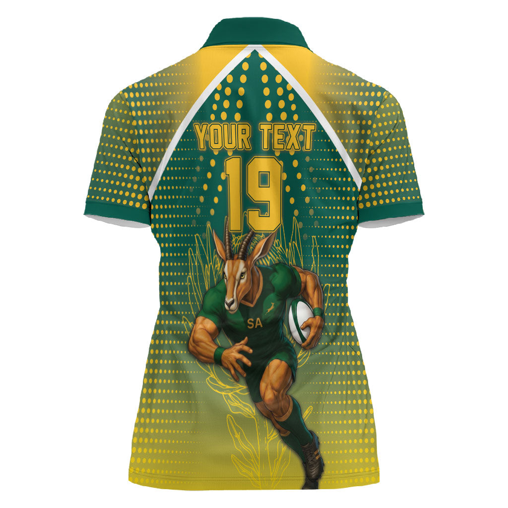 Custom South Africa Rugby Women Polo Shirt Go Springboks Mascot Champion