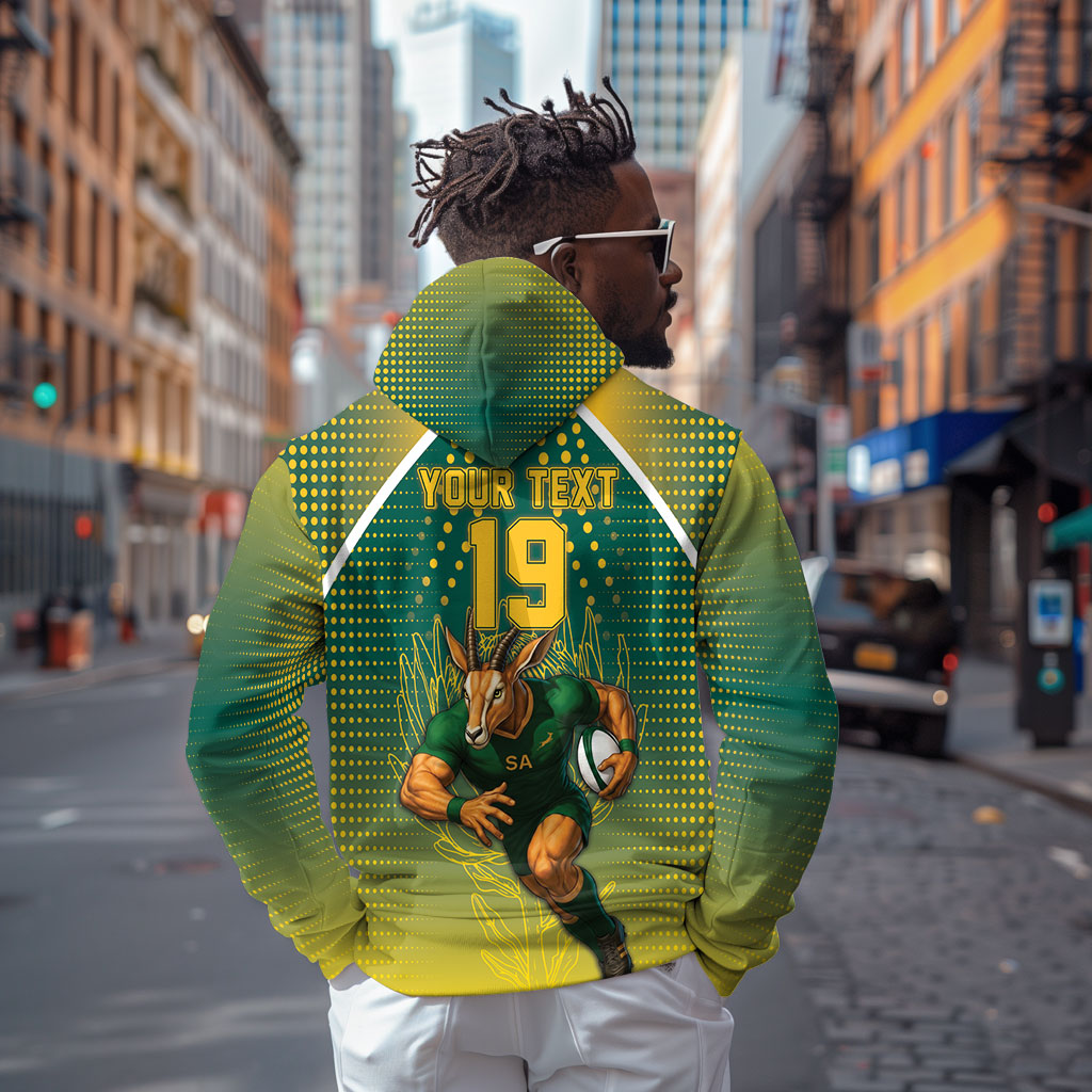 Custom South Africa Rugby Zip Hoodie Go Springboks Mascot Champion