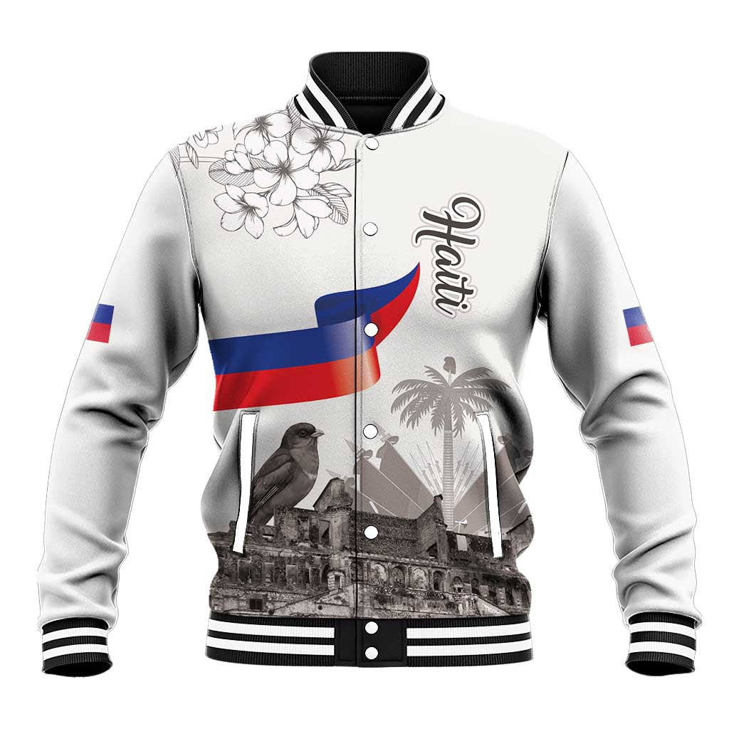 Afro-Haitians Citadelle Laferriere Baseball Jacket Hispaniolan Trogon and Plumeria - African Pride