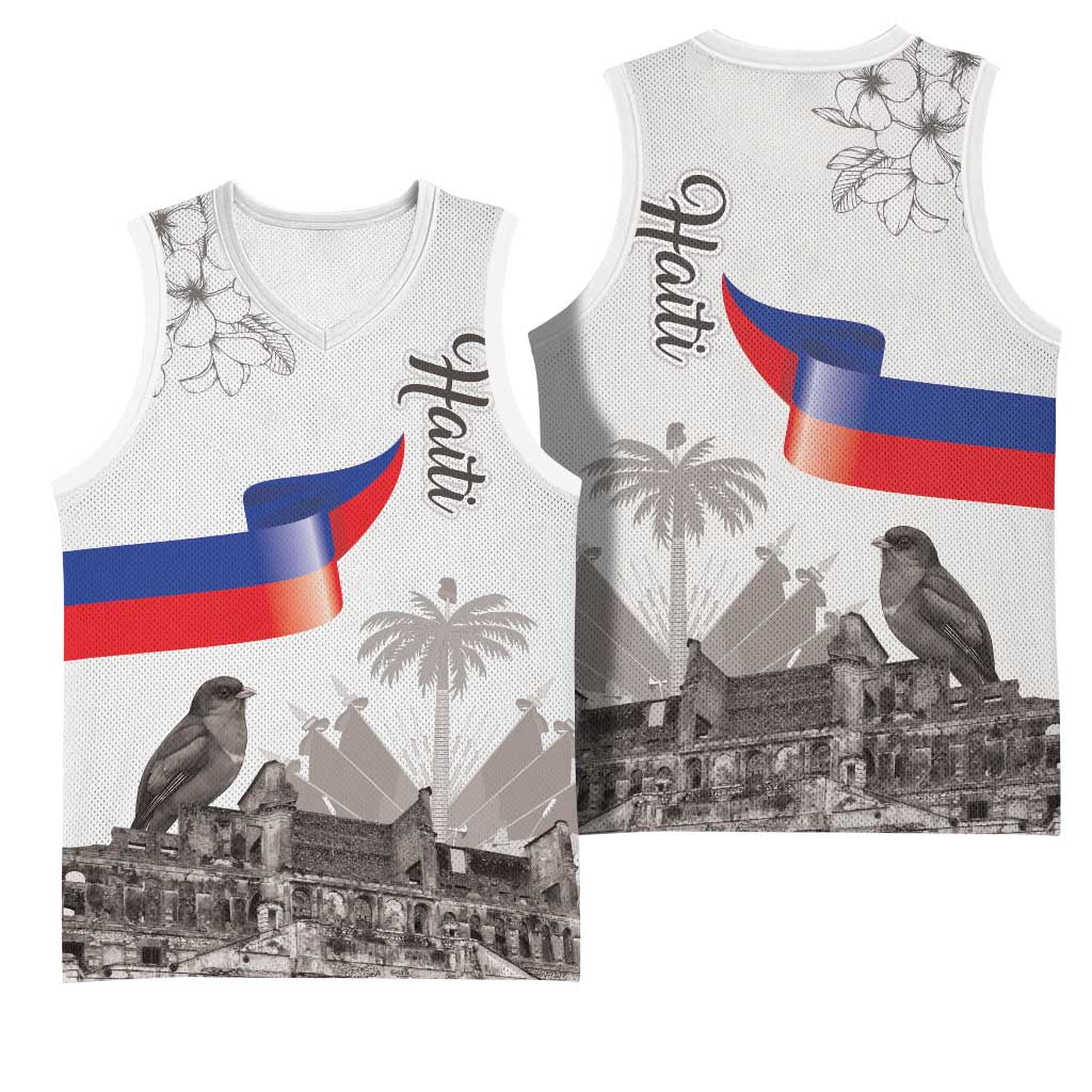 Afro-Haitians Citadelle Laferriere Basketball Jersey Hispaniolan Trogon and Plumeria - African Pride