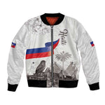 Afro-Haitians Citadelle Laferriere Bomber Jacket Hispaniolan Trogon and Plumeria - African Pride