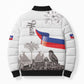 Afro-Haitians Citadelle Laferriere Bomber Puffer Jacket Hispaniolan Trogon and Plumeria