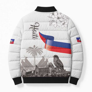 Afro-Haitians Citadelle Laferriere Bomber Puffer Jacket Hispaniolan Trogon and Plumeria