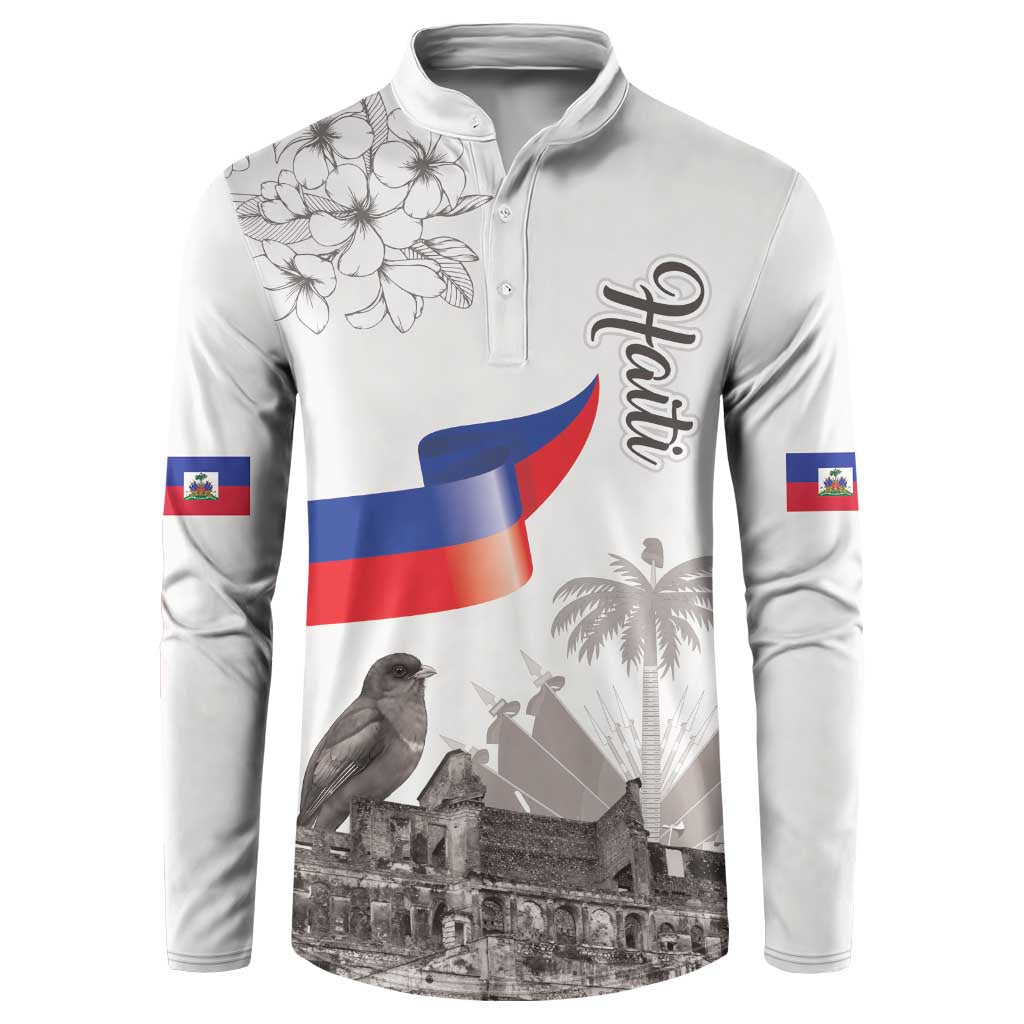 Afro-Haitians Citadelle Laferriere Button Sweatshirt Hispaniolan Trogon and Plumeria
