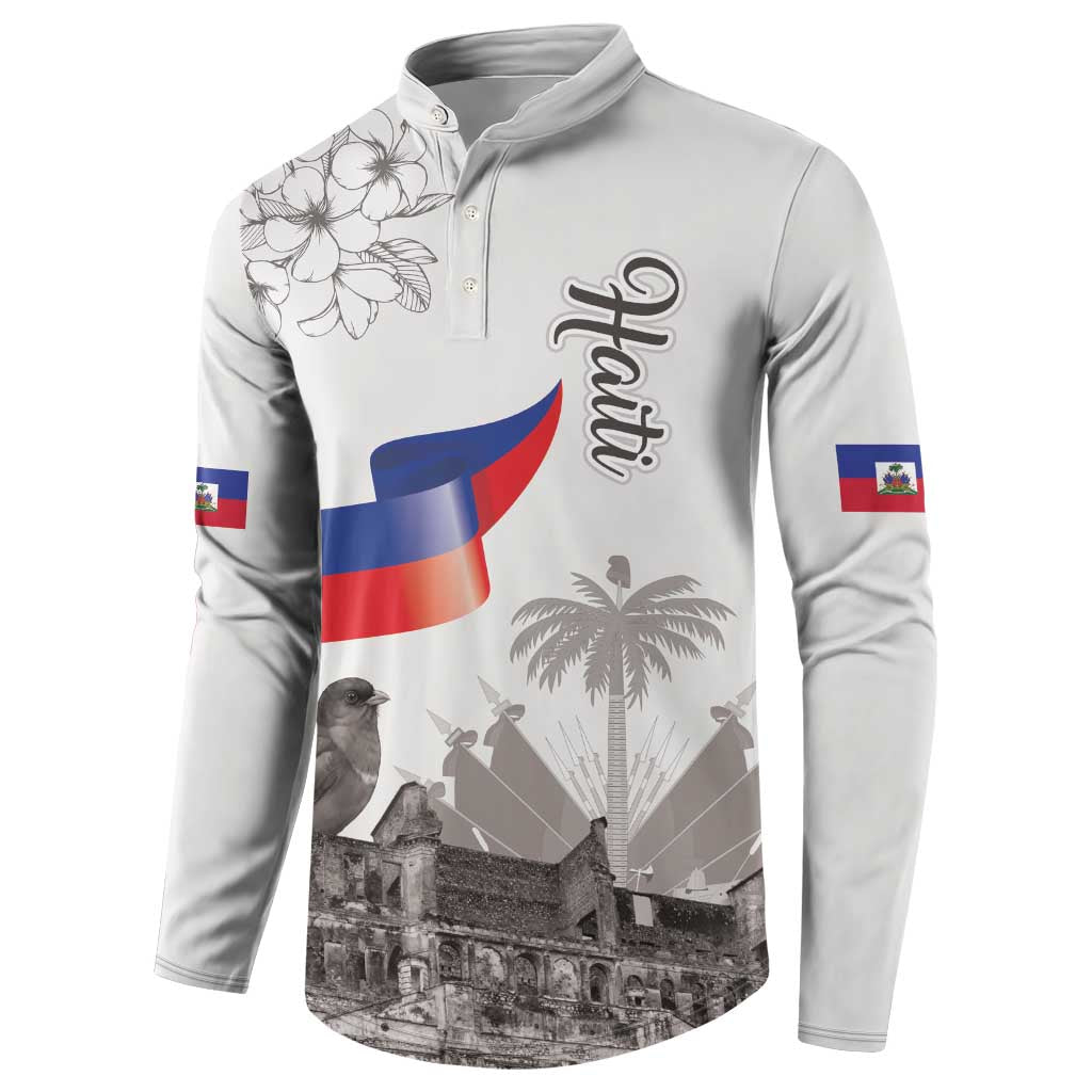 Afro-Haitians Citadelle Laferriere Button Sweatshirt Hispaniolan Trogon and Plumeria