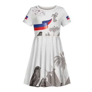 Afro-Haitians Citadelle Laferriere Kid Short Sleeve Dress Hispaniolan Trogon and Plumeria LT19