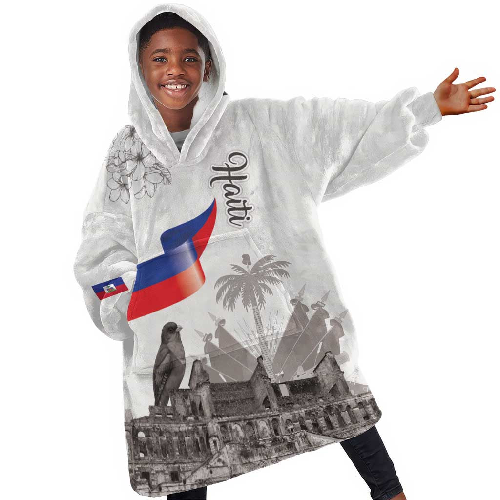 Afro-Haitians Citadelle Laferriere Kid Wearable Blanket Hoodie Hispaniolan Trogon and Plumeria - African Pride