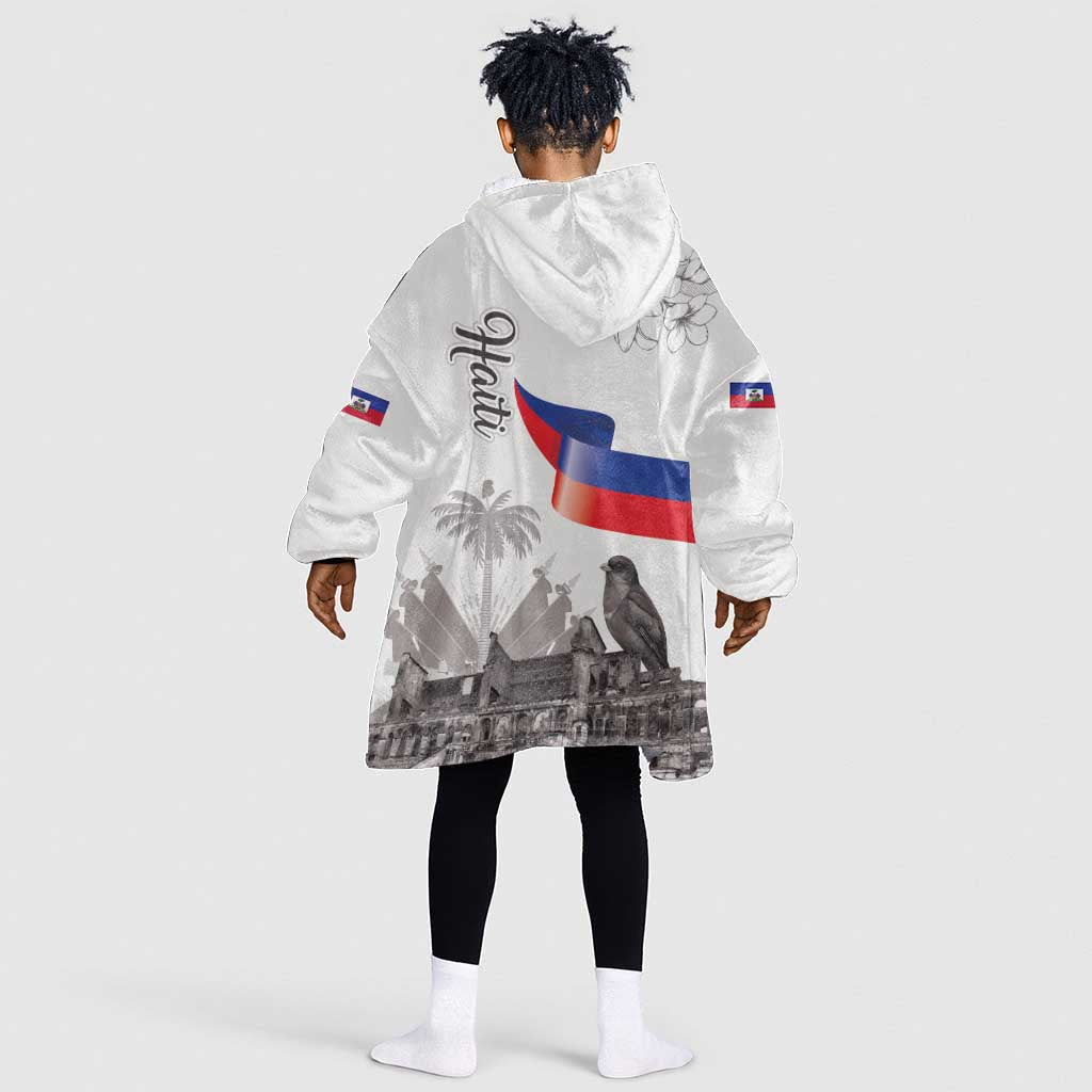 Afro-Haitians Citadelle Laferriere Kid Wearable Blanket Hoodie Hispaniolan Trogon and Plumeria - African Pride